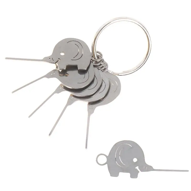 Universal Stainless Steel SIM Card Eject Pin Tool Cute Elephant Shape Keychain For All Smartphones Universal Thimble Tools