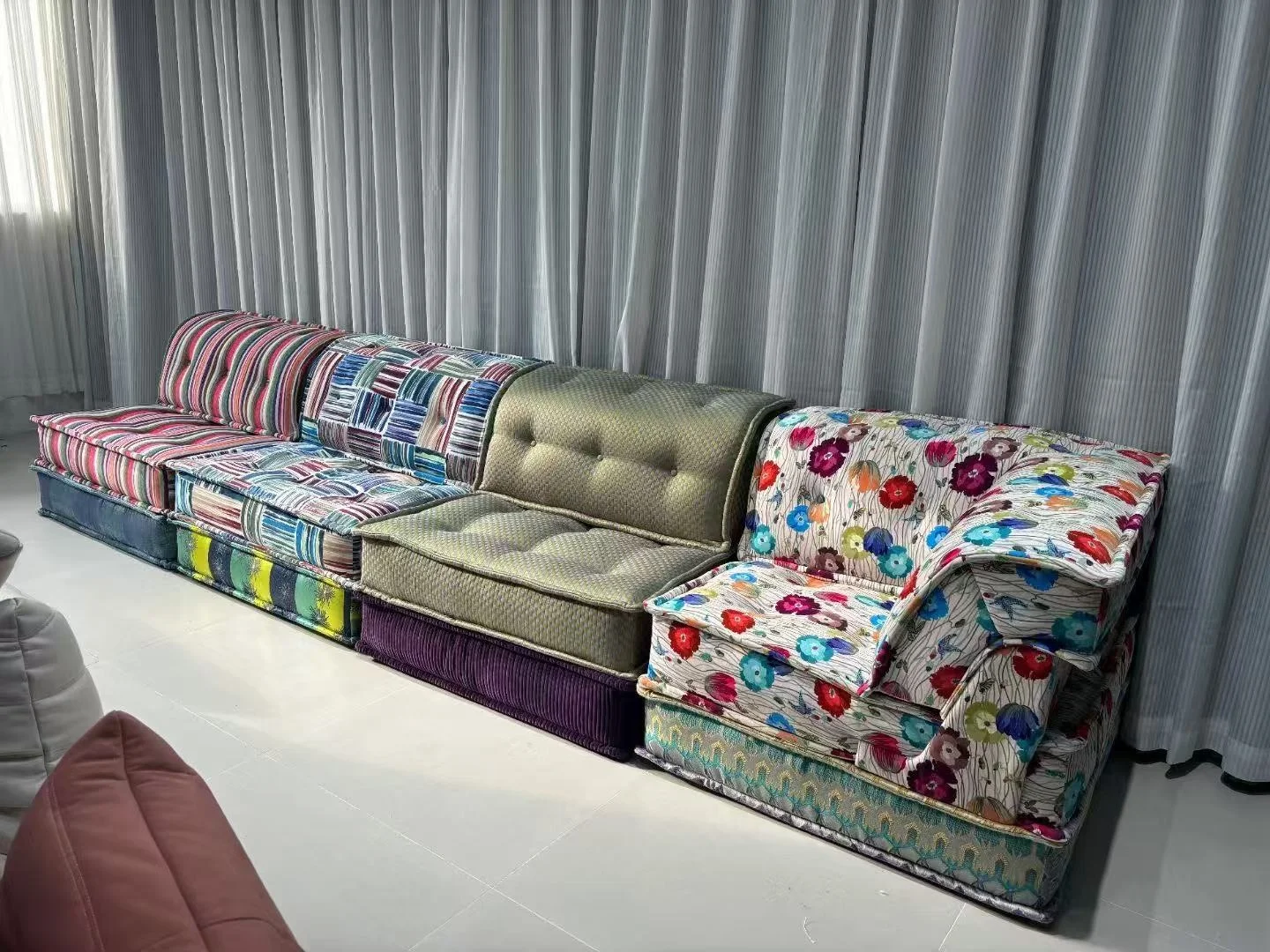 Hot Sale Fabric Couches Multifunctional Colorful Sofa Set Modular Sectional Sofa Set Living Room Set Multi Color Sofa