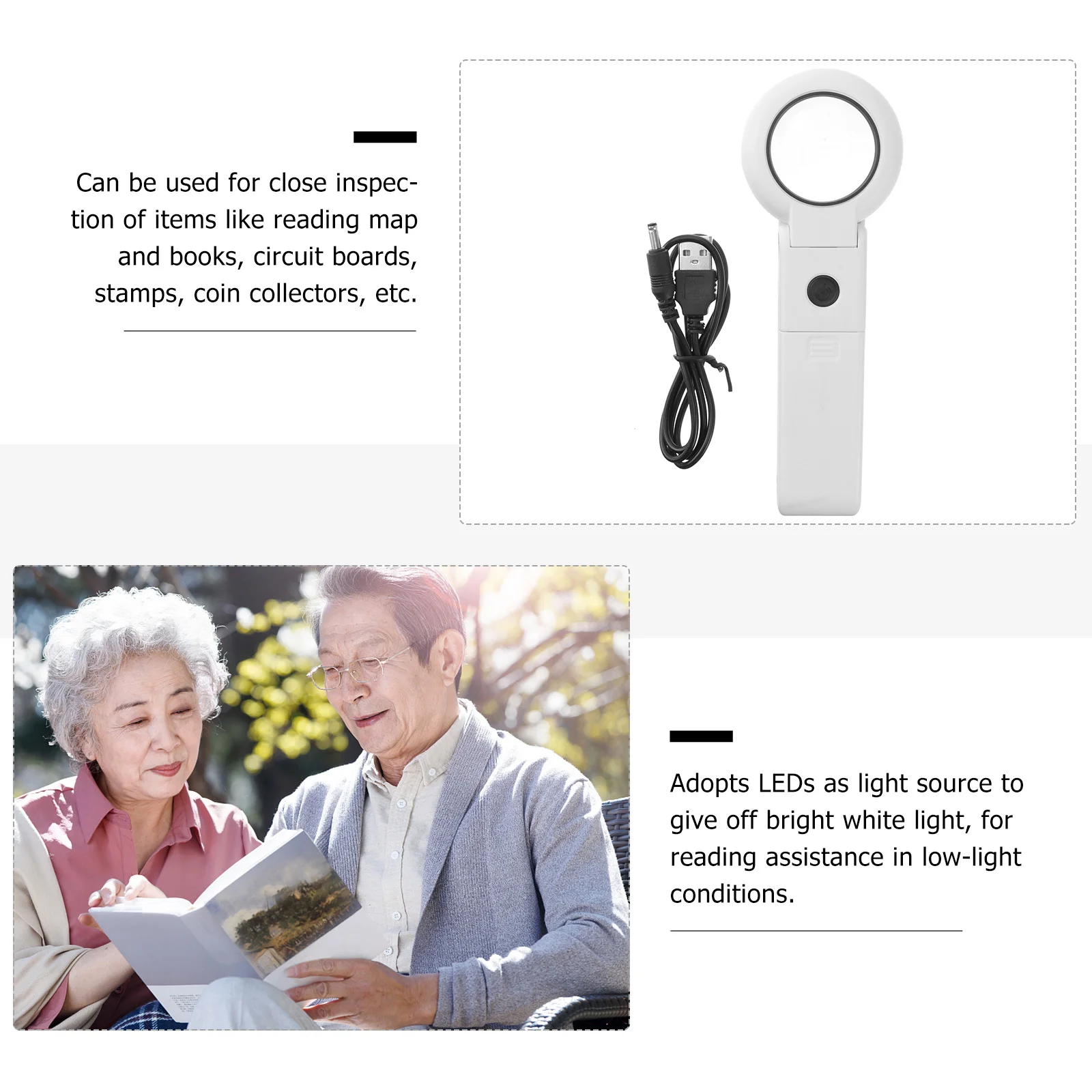 

Led Illuminated Magnifying Glass 10X 5X For Jewelry Stamp Coin Map Reading Repair Tool Multi Purpose Loupe Handheld