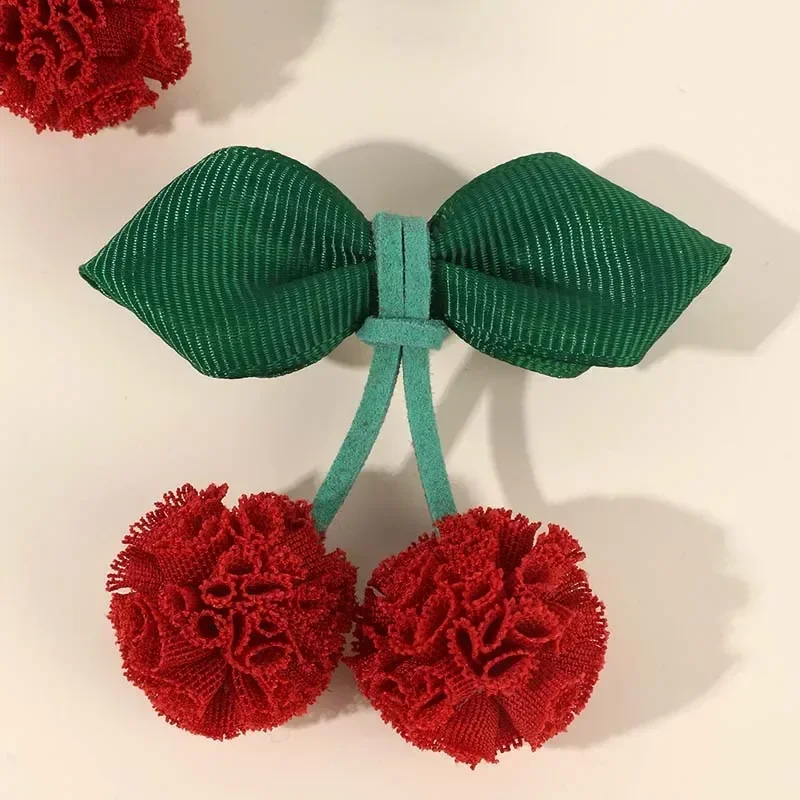 دبوس شعر للفتيات بعقدة من Oaoleer-cherzy ، كرة دانتيل لطيفة ، مشبك شعر بزهرة ، مشابك فواكه ، إكسسوارات أغطية رأس ، موضة الأطفال ، 2 فيفة