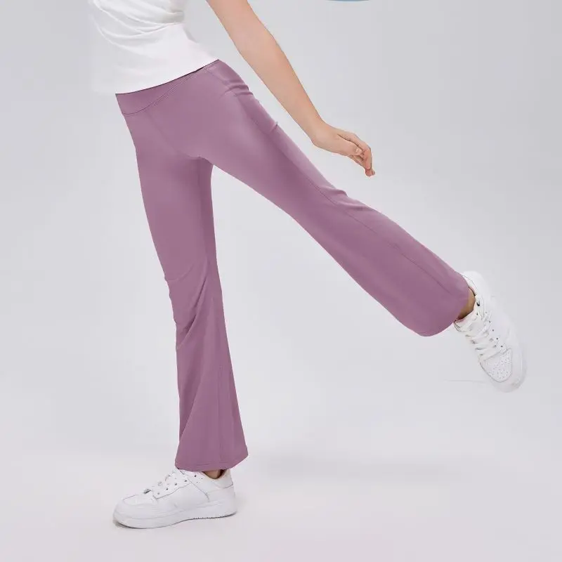 أطفال بنات اليوغا طماق تمتد مضيئة السراويل الجوارب الأطفال الرقص عادية بنطال ملاصق للجسم الاطفال رياضي تجريب الصالة الرياضية جرس قيعان #4