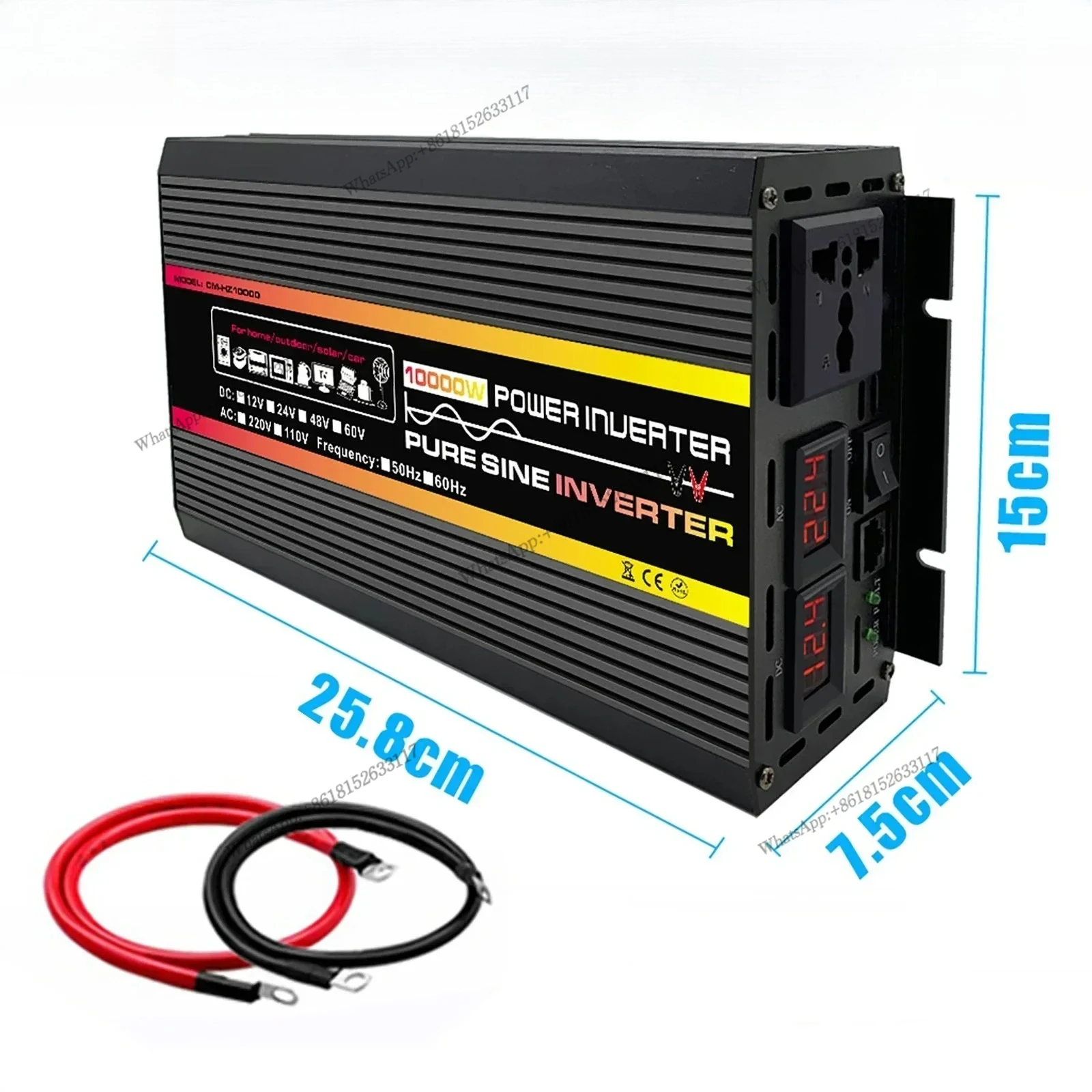 12000 ワット純粋な正弦波パワーインバーター電圧変圧器デジタルディスプレイ車ホーム屋外 DC12V 220V コンバータとコントローラ