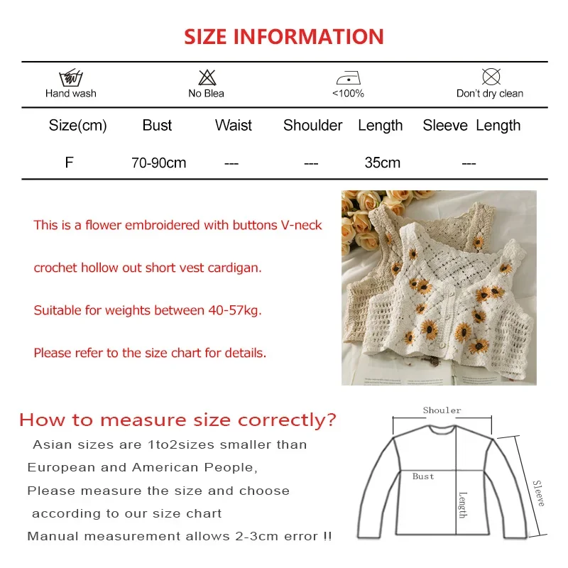 2024 Summer Hollow Out Chic Outer Wear Tank Top Women New Sweet Floral Embroidery Short Vest Vintage V-Neck Button Knit Cardigan