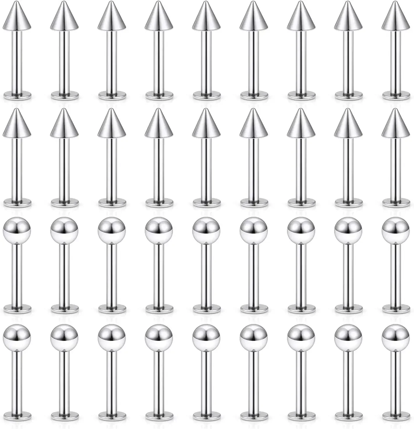 Surgical Steel Labret Lip Piercing Earrings, 36Pcs Set