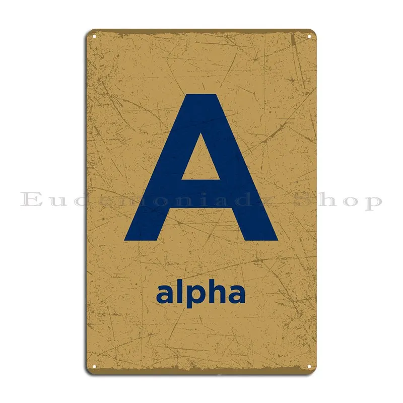 A Is Alpha Metal Sign Designing Decoration Decoration Wall Mural Create Tin Sign Poster