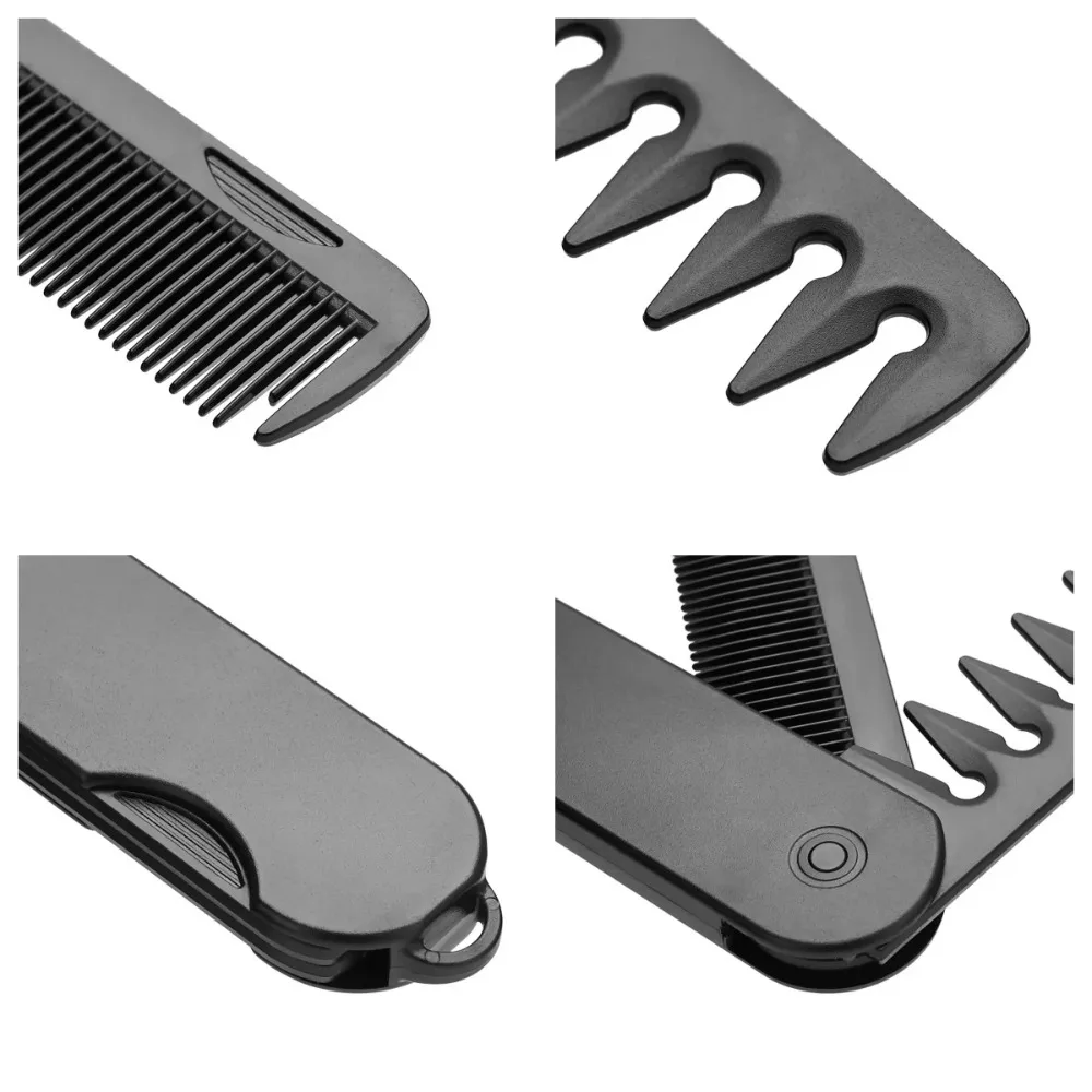 Folding Comb Barber Hair Clipper Combs Black 3 in 1 Pocket Professional Salon Wide Tooth Oil Head Comb Hair Styling Tool 2026New