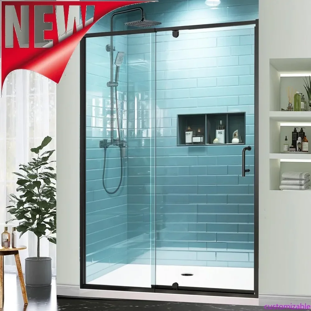 

Customizable-50-54" W X 71" H Semi-Frameless Pivot Swing Glass Shower Door,with 1/4"(6mm) Clear SGCC Tempered Glass