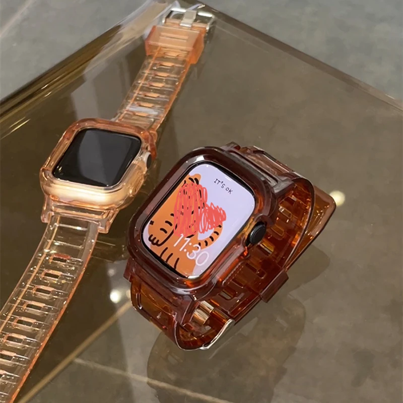 جديد الرياضة واضح الفرقة ل أبل ساعة 7 6 SE 5 4 3 2 شفافة سيليكون حزام ل iwatch حزام 44 مللي متر 40 مللي متر 42 مللي متر 41 مللي متر 45 مللي متر