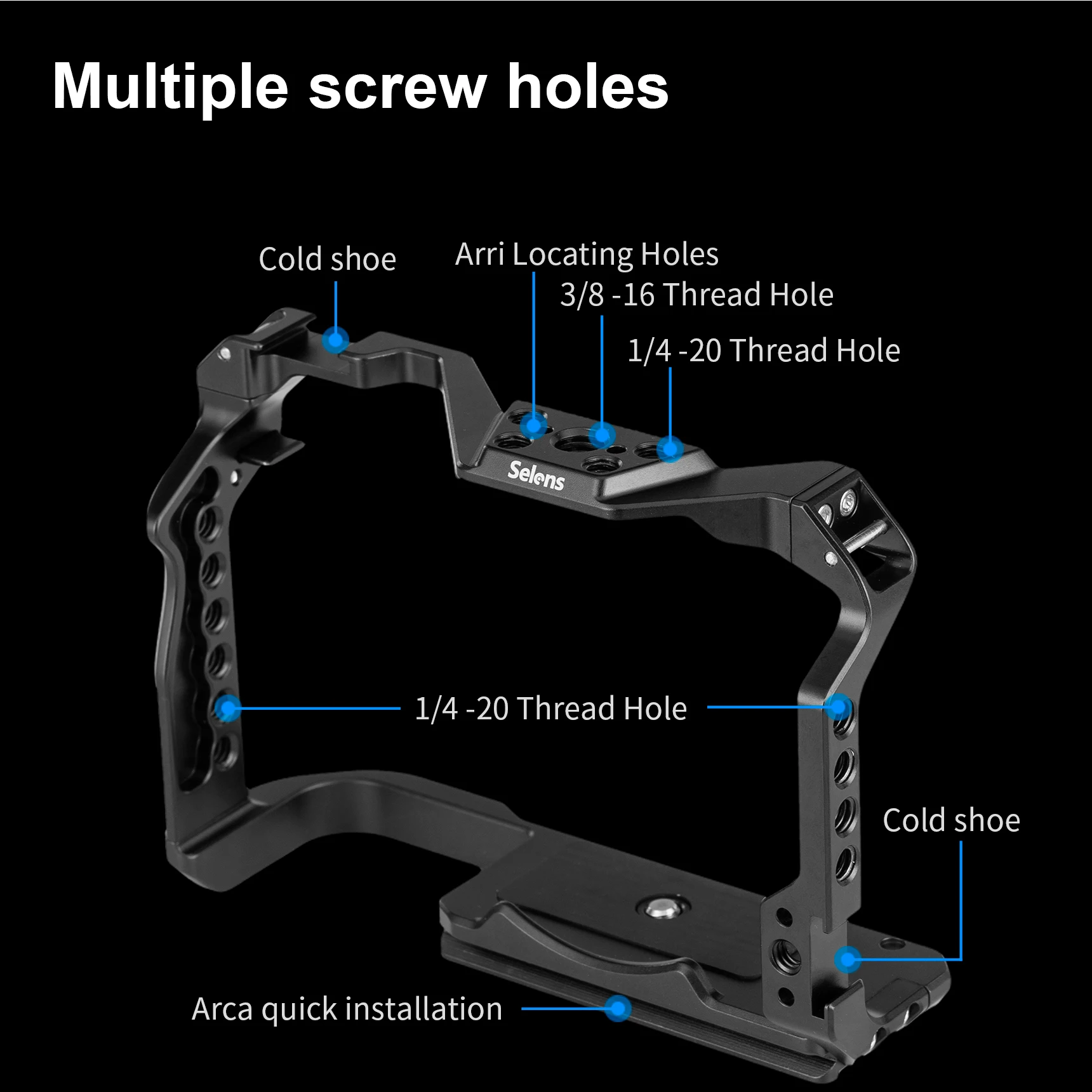 Selens Aluminum Camera Full Cage L-Shape Mount Plate Photography Accessories Studio Video Production Equipment For Canon EOS R8