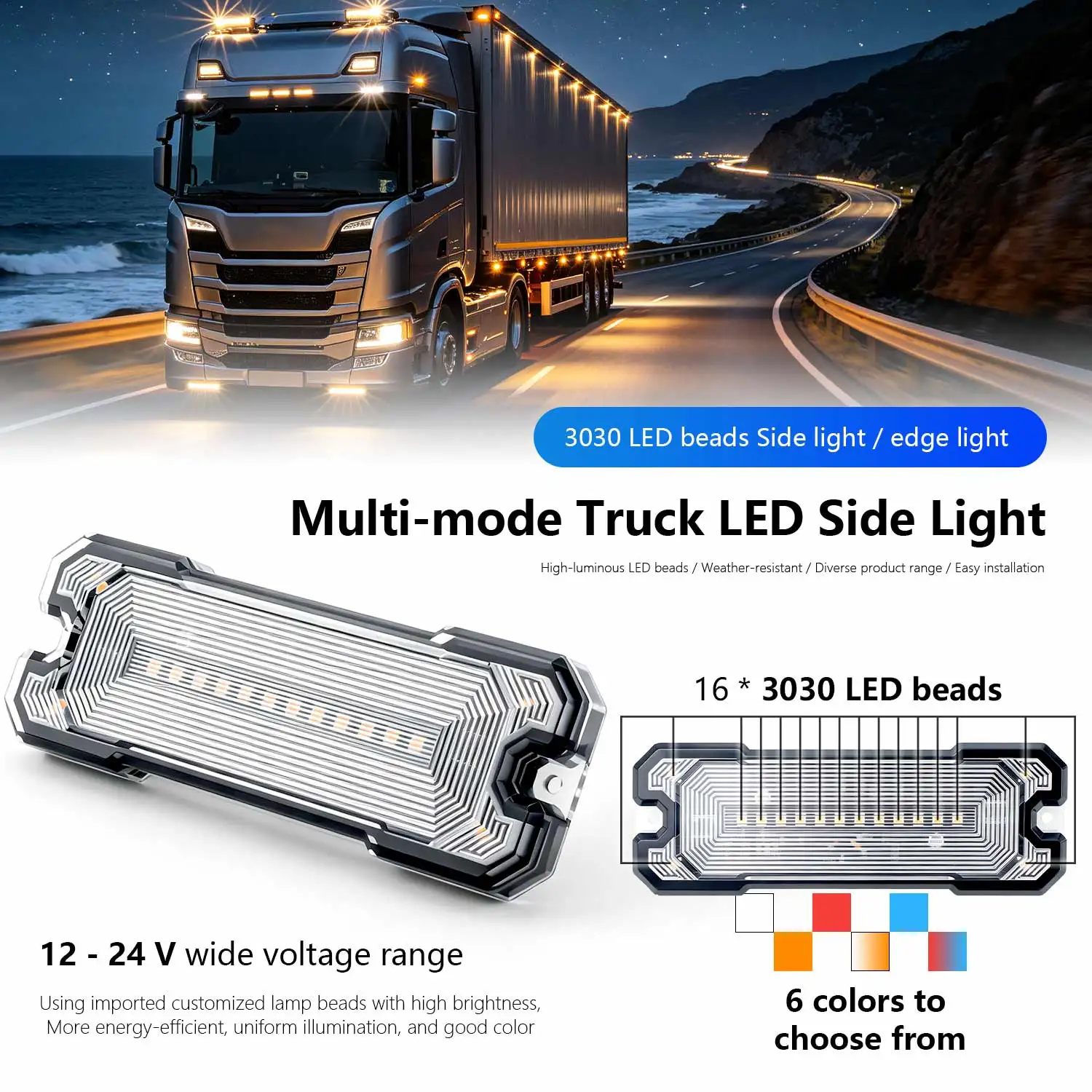 Multi-Function LED Truck Tail Light with Brake Light Parking Reverse Turn Signal Lights Suitable for Cars Trucks Trailers