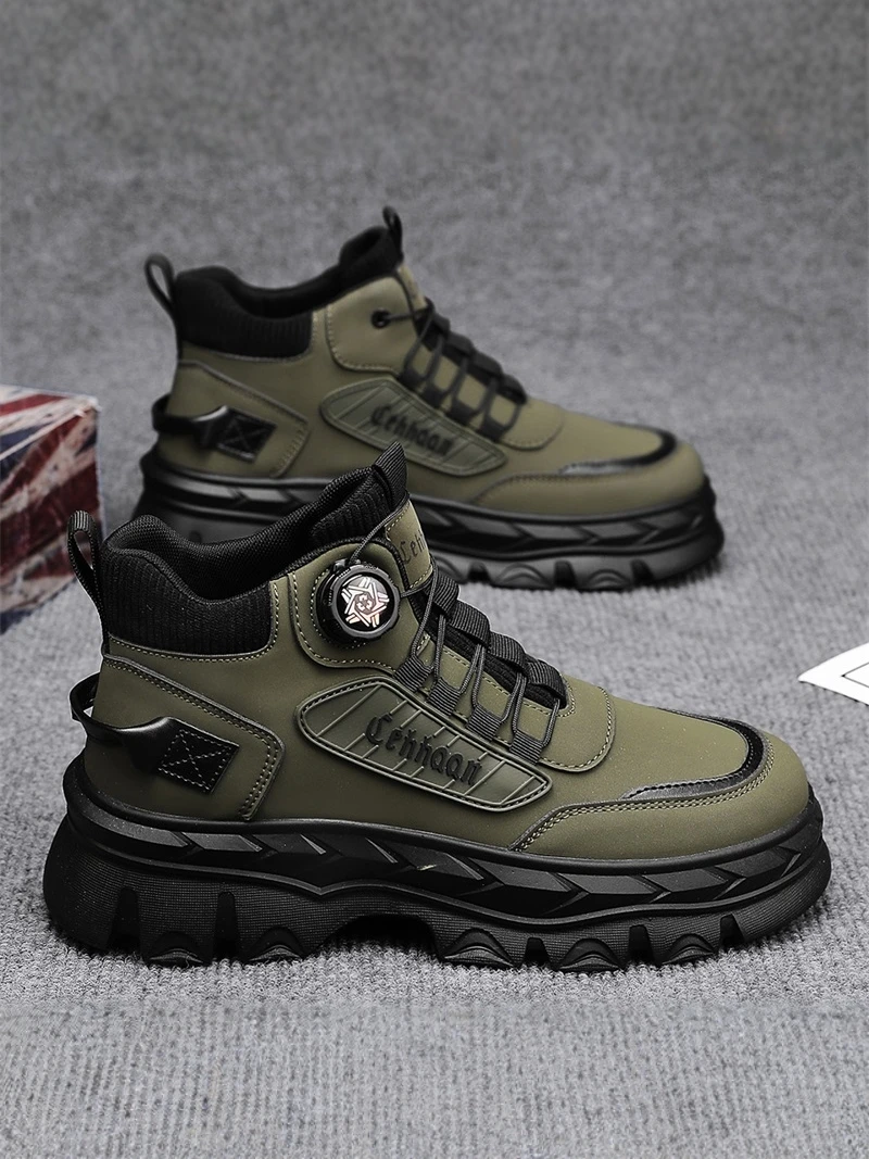 Men's  Boots Autumn Winter Work Site Anti-slip Wear-resistant Work Shoes Black Sports Thick Bottom Labor Protection Mou...