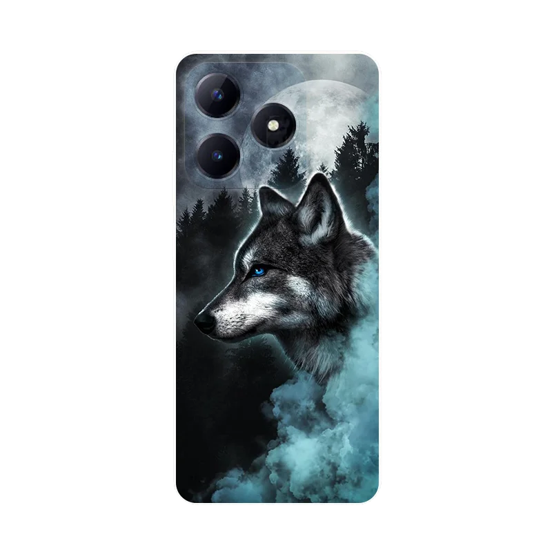 Realme C63 4G 케이스 꽃 Wolf 소프트 실리콘 전화 커버 Realme C63 C 63 RMX3939 케이스 RealmeC63 충격 방지 커버
