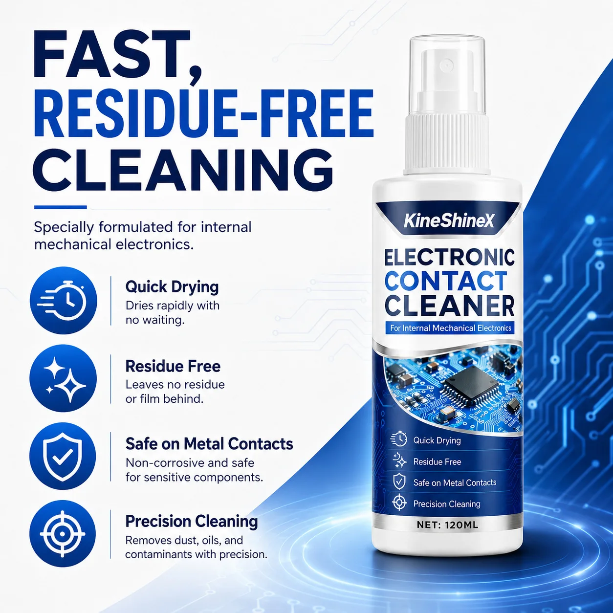 Electrical Contact Cleaner, Fast Drying Circuit Board PCB Cleaner Spray, Remove Oxide for Electronic Repair , 120ml with towel - view 6