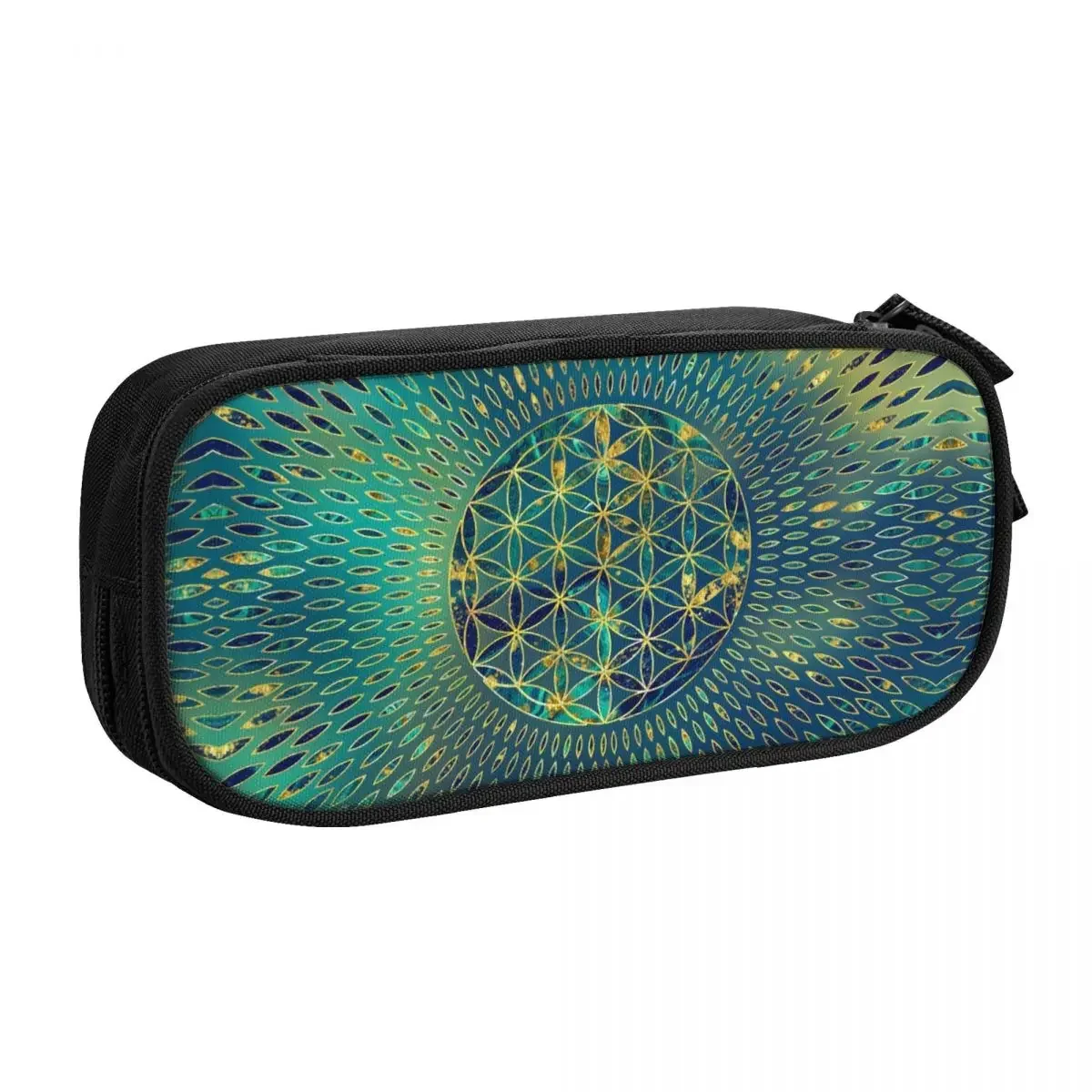 Custom Kawaii Flower Of Life Marble And Gold Pencil Cases for Boys Gilrs Mandala Large Storage Pen Bag Box School Accessories
