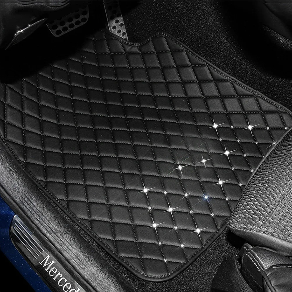 Car Floor Mats Carpet Bling Crystal Diamond Sparkly Anti-Slip Pad Pink Car Mats Universal Car Accessories
