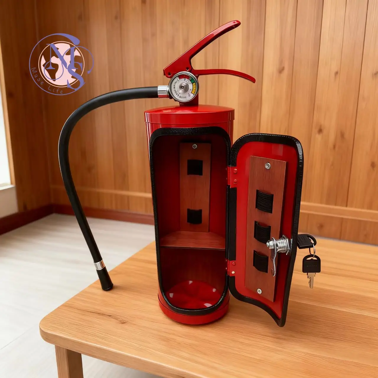 Creative wine cabinet, fire extinguishing tool modeling wine bottle rack, minibar metal crafts