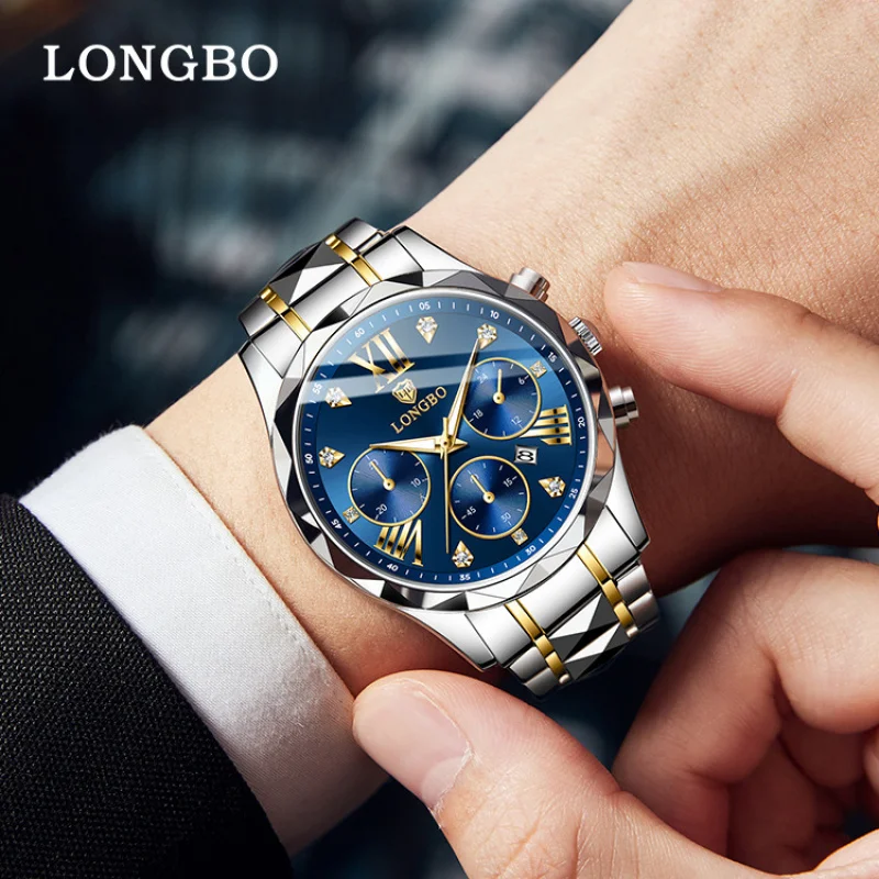 Longbo-reloj de cuarzo luminoso para hombre, pulsera No mecánica, resistente al agua, para negocios, venta al por mayor