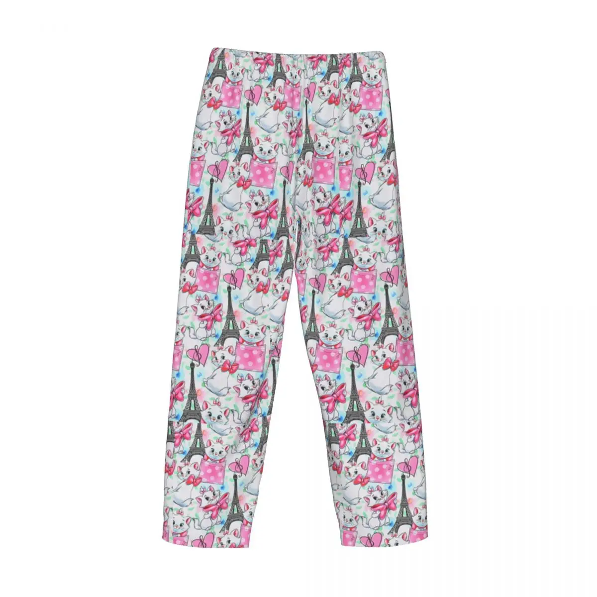 Pantalones de pijama con diseño divertido de gato Marie personalizados, película de gatito para hombre, ropa de dormir Kawaii, pantalones elásticos para dormir con bolsillos