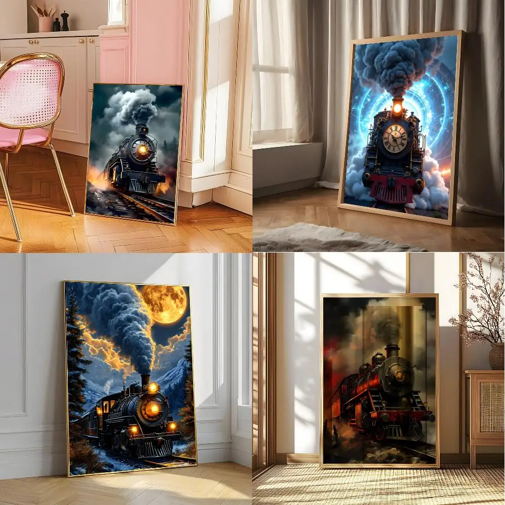 Vintage Railroad Retro Railway Steam Train Poster Posters Sticky Vintage Room Home Bar Cafe Decor Kawaii Room Decor