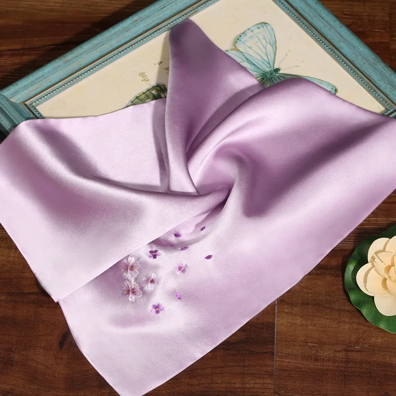 Su borduurwerk zijden zakdoek handgeborduurd gipskruid borduurwerk dubbellaags moerbeizijde zakdoek cadeau