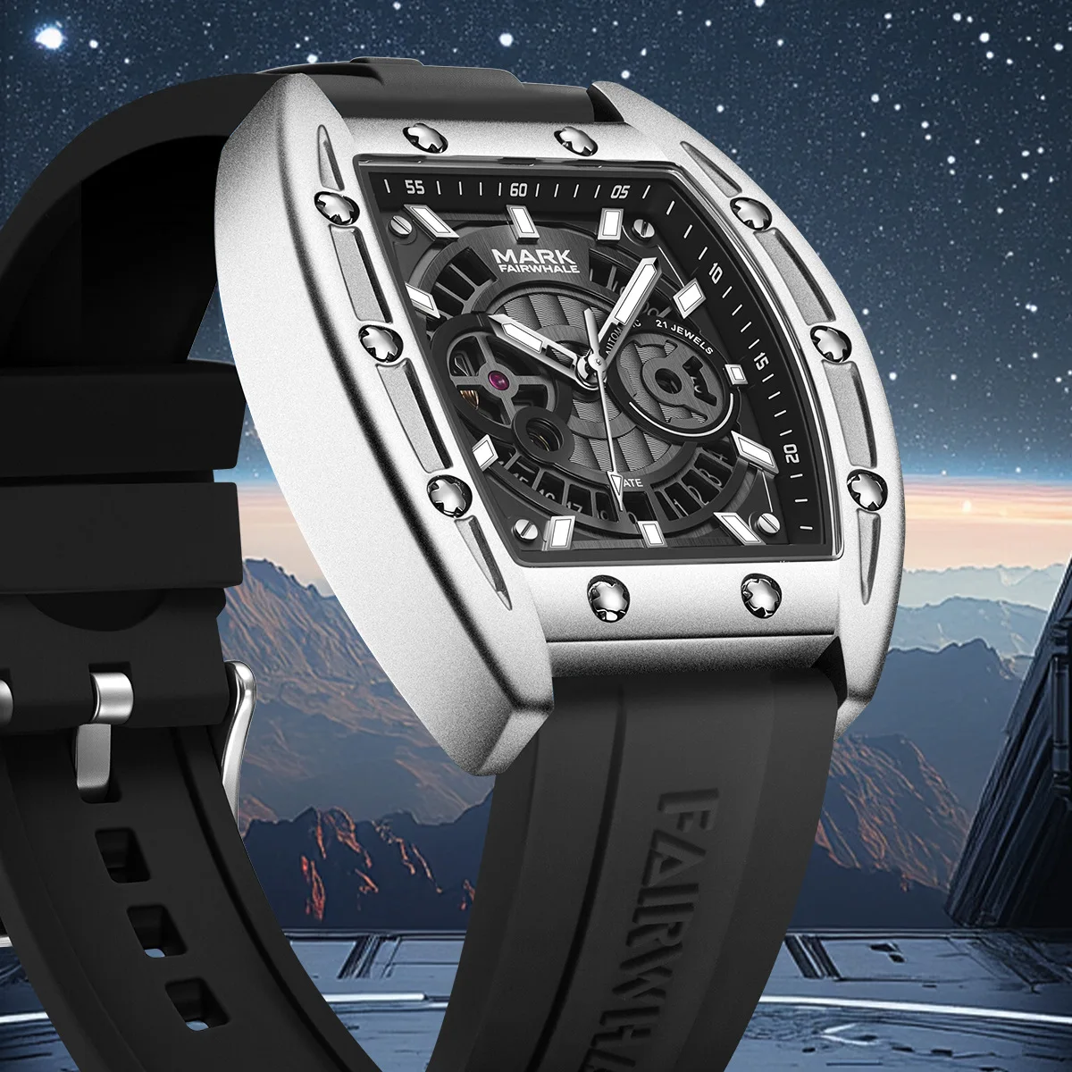 

Mark Fairwhale Brand 2025 Automatic Mechanical Watches for Man Rubber Strap Waterproof Luminous Luxury Watch Men Reloj Hombre