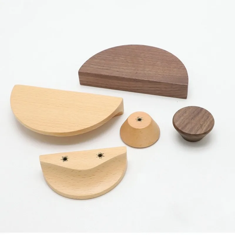 Cute Baby Cabinet Handles Wood Wardrobe Door Pulls Semicircle Wooden Knobs For Children Room Decoration