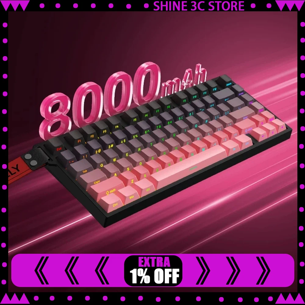 Technology Beat75 Wireless Keyboard Three Mode Connection E-sports Keyboard Double 8K Polling Rate 128K Scanning Rate For Gifts