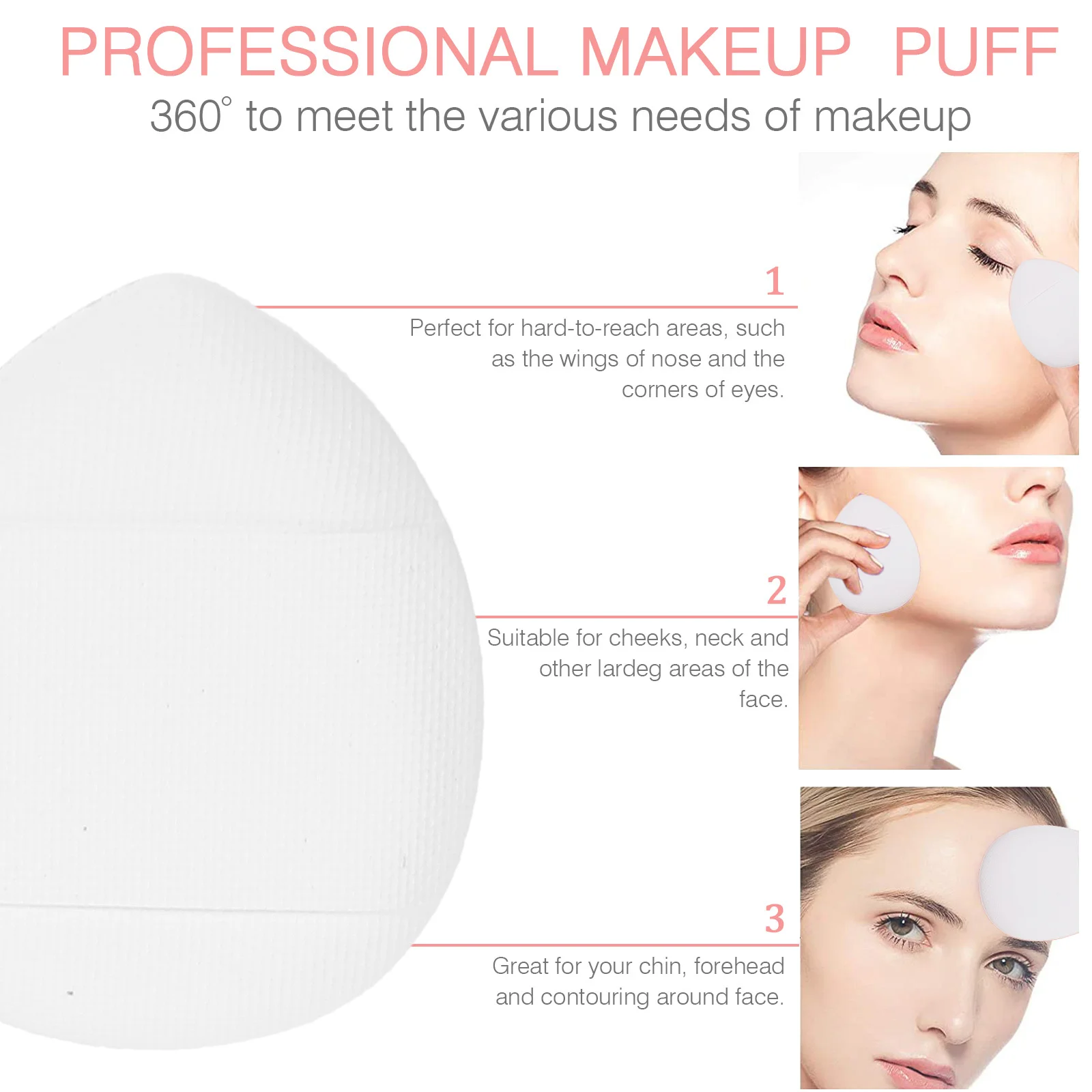 3 علب من بودرة الأصابع الصغيرة الناعمة لمكياج منتفخ كريم الأساس لتطبيق بودرة الوجه الدقيقة #6