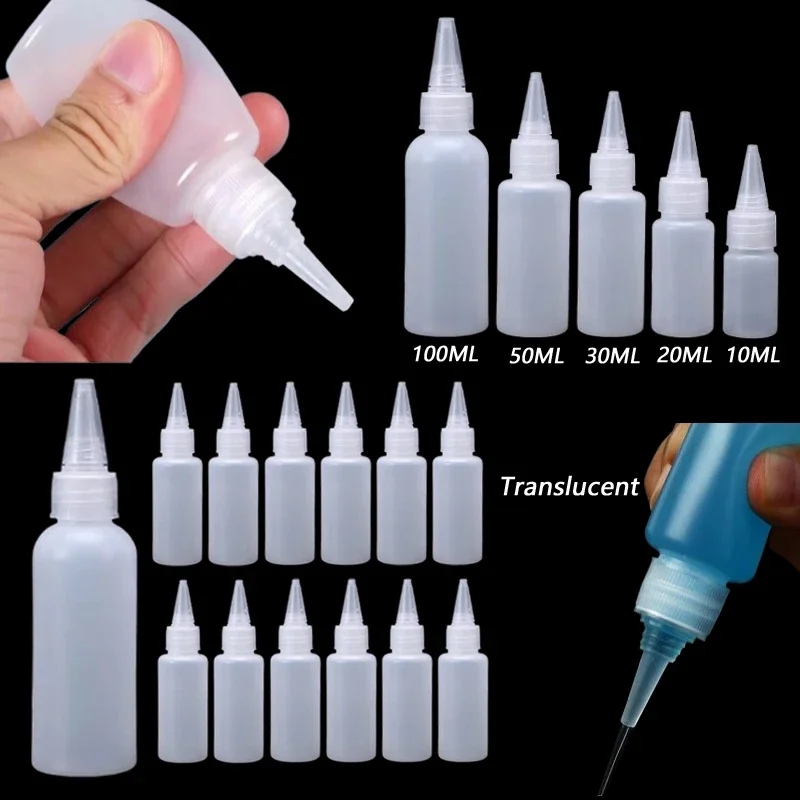 Mini Bouteille de Colle Plastique à Presser de 10ml à 100ml, Conteneur de Pigment d'Huile d'Encre, Vide à Vis Africaine, 100 Pièces