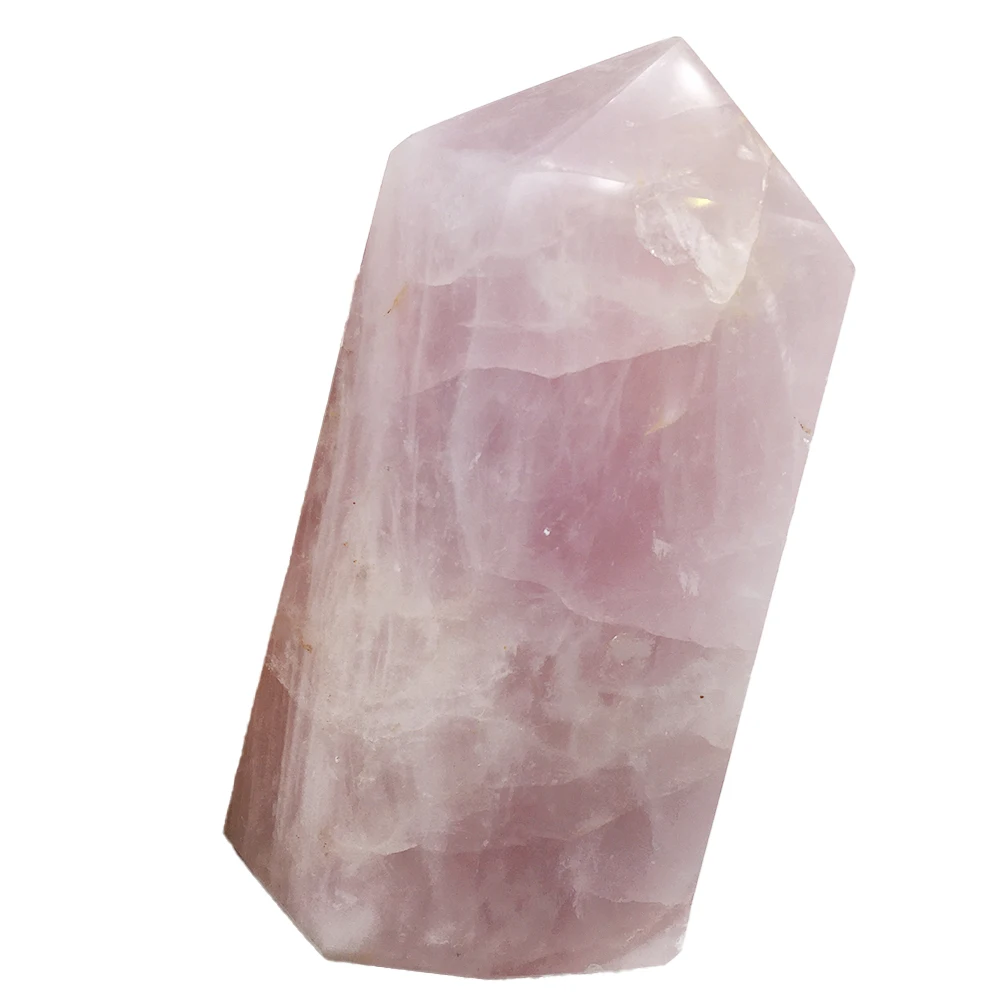 150mm Natural Rock Rose Quartz Crystal Wand Point HexagonTower Healing Stone Mineral Collection Crafts Home Decoration 1000g