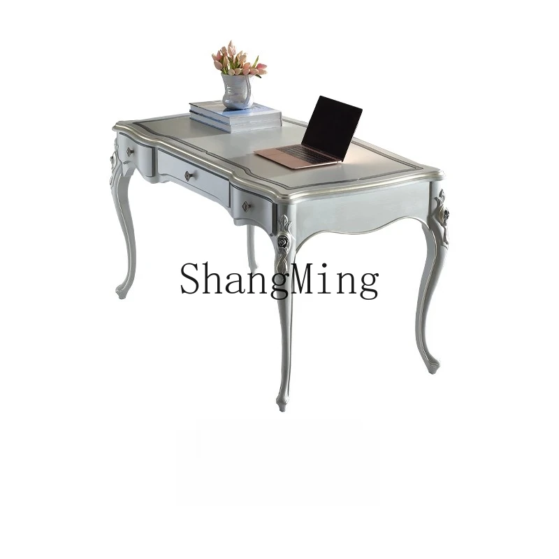 

ZYY household light luxury solid wood desk and chair retro carved office bookcase room combination