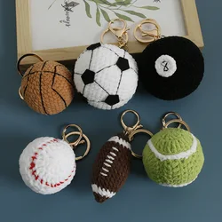 Sport Balls Series Crochet Keychain Handmake Knitted Basketball Keyring For Bag Pendant Crochet Tennis Keychain Custom Accessory