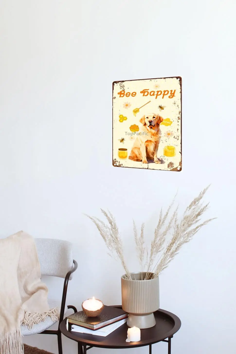 Golden Retriever 12x8 In Retro Metal Tin Sign Vintage Tin Sign Bee Happy Country Farm Kitchen Wall Home Decor Art Tin Signs for