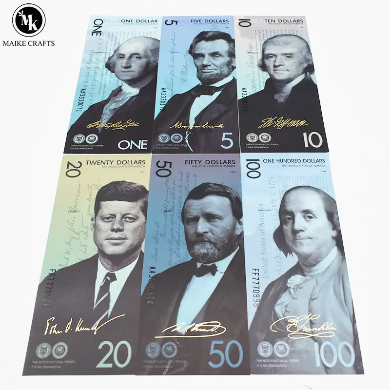 10Pcs/set of New Gold Foil Banknotes Fluorescent Design Fake Money Commemorative Collection Gift Wholesale