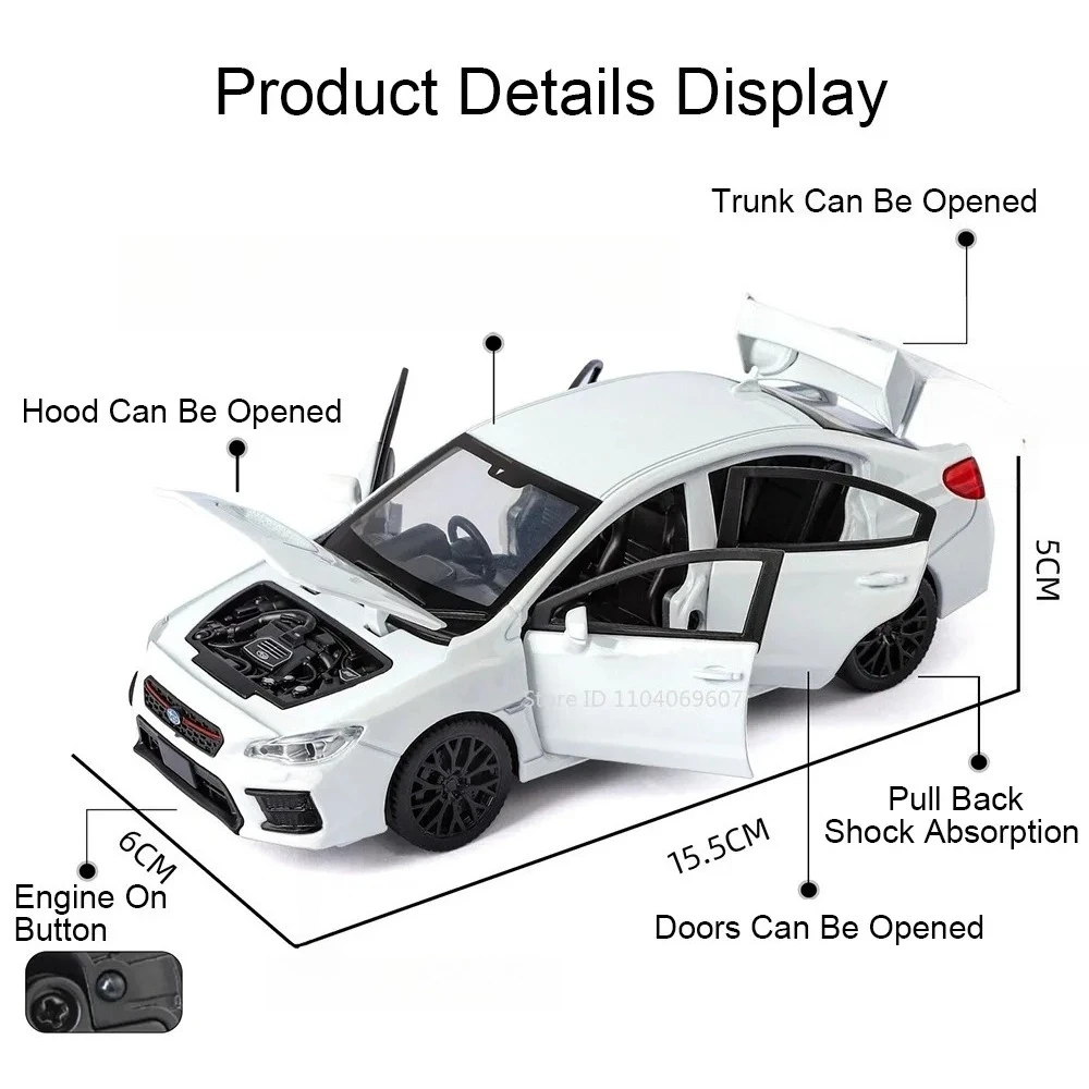 1:30 Scale WRX STI AE86 Model Car Toy Alloy Diecast Exquisite Interior Doors Opened Pull Back Simulation Vehicles Festival Gifts