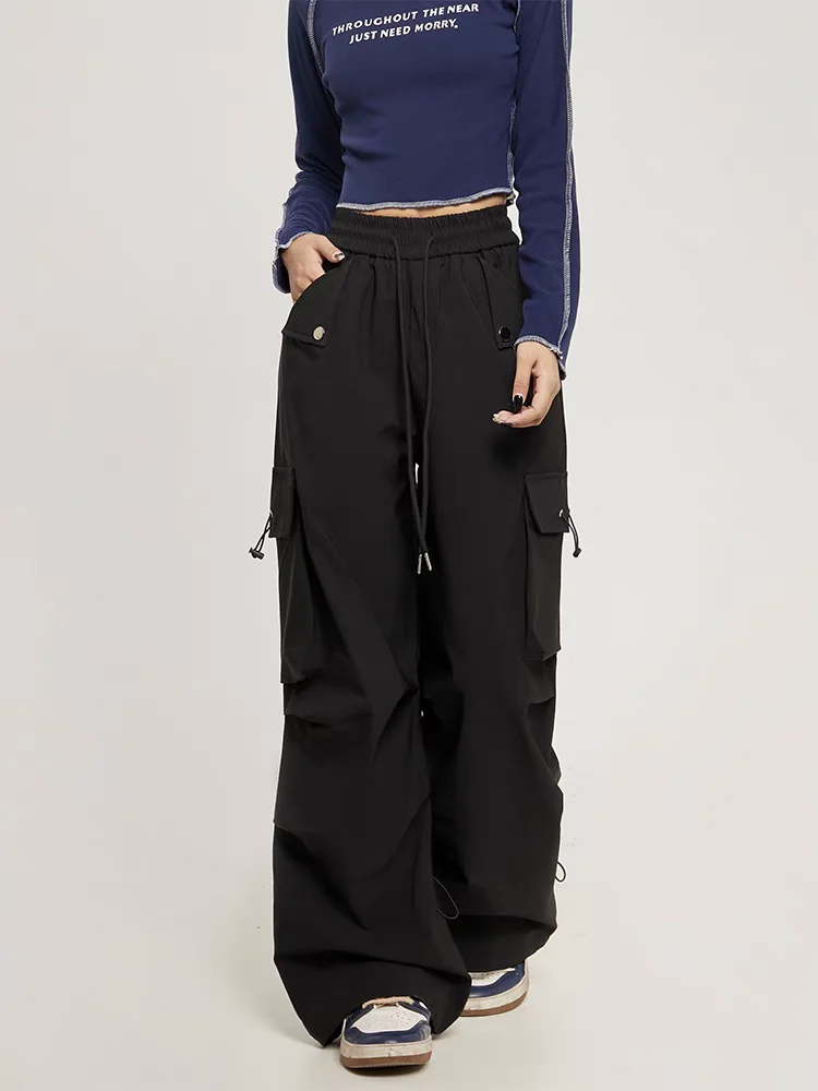 Weiße, kokette Hip-Hop-Streetwear-Arbeitskleidungshose für Damen, trendige High Street, lockere, lässige Sportbekleidung, Jazz-Tanzkleidung