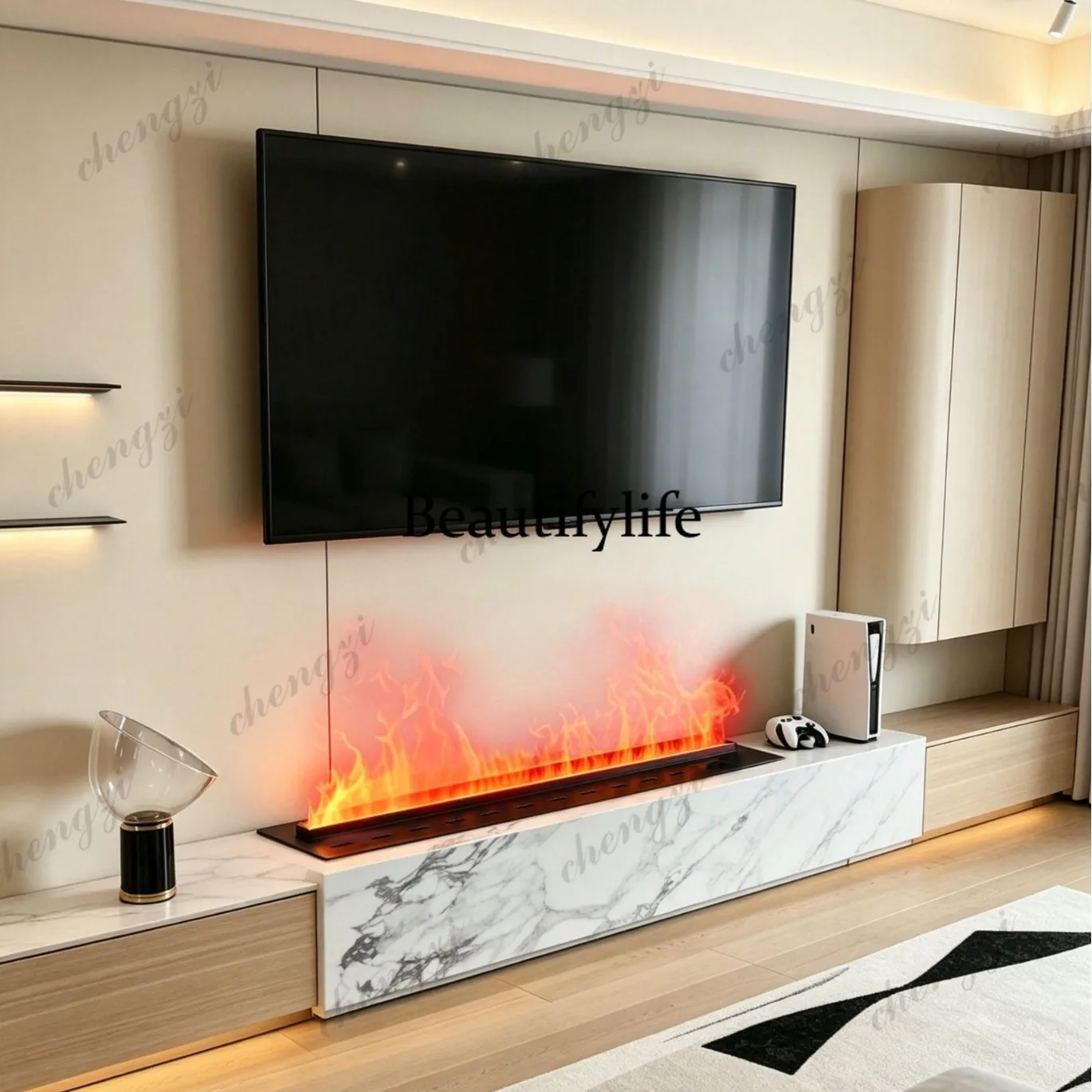 Atomizing Fireplace 201 All Stainless Steel Flame Color Electronic Decorative Cabinet Fireplace