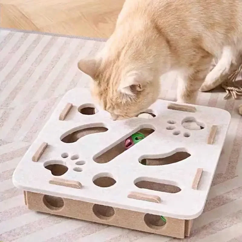 

Interactive Pet Puzzle Toy Felt Puzzle Box Cat Exercise Toy With Ball Indoor Sports Entertainment Hunting Cat Toys 917