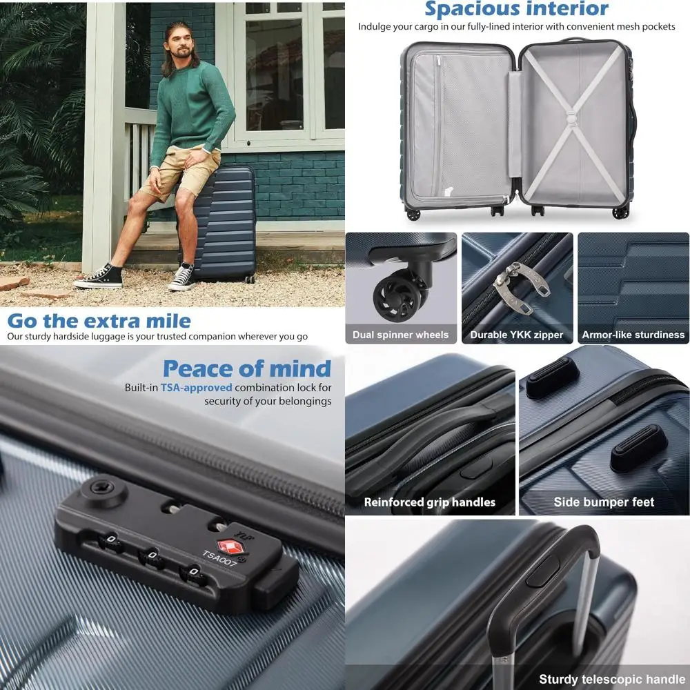 

Фиолетовый 24-местный чемодан-спиннер среднего размера с замком TSA и телескопической ручкой