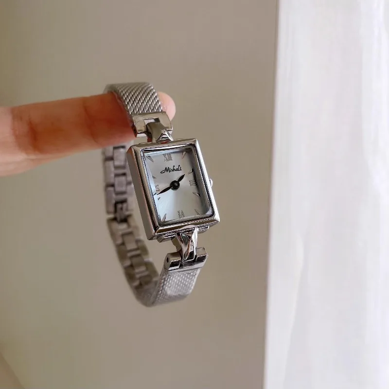 Ice Blue Premium Sense Square Steel Strap Watch Women Workplace Girls Ladies Women's Watches