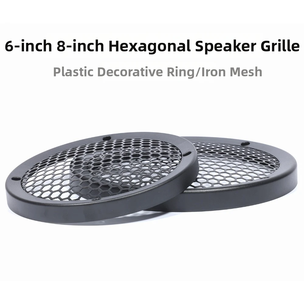 Metal Car Speaker Grille Round Shape Protective Audio Speaker Guard Black Hexagonal Mesh Woofer Grille Cover Woofer Protection