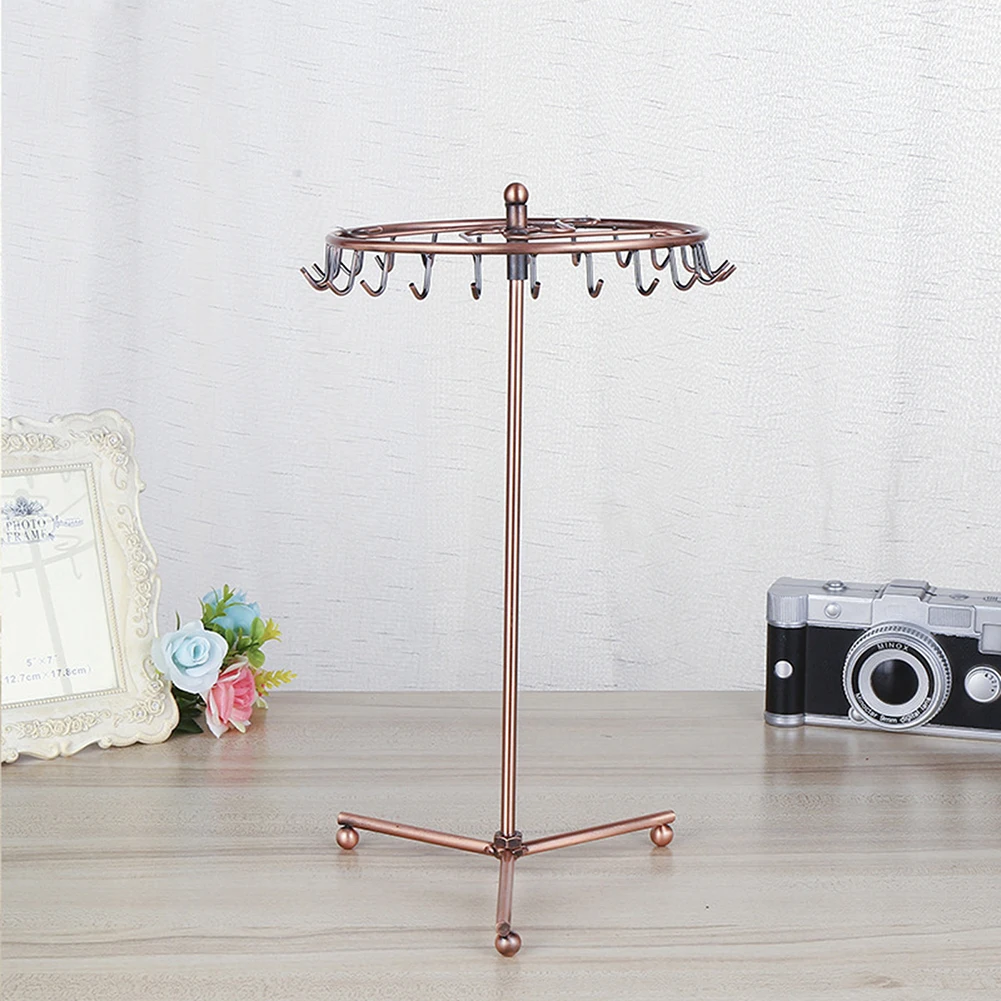 

Rotating Jewelry Organizer with 23 Hooks Jewelry Display Stand Metal Jewelry Hanging Shelf for Earrings Necklace Bracelet Ring