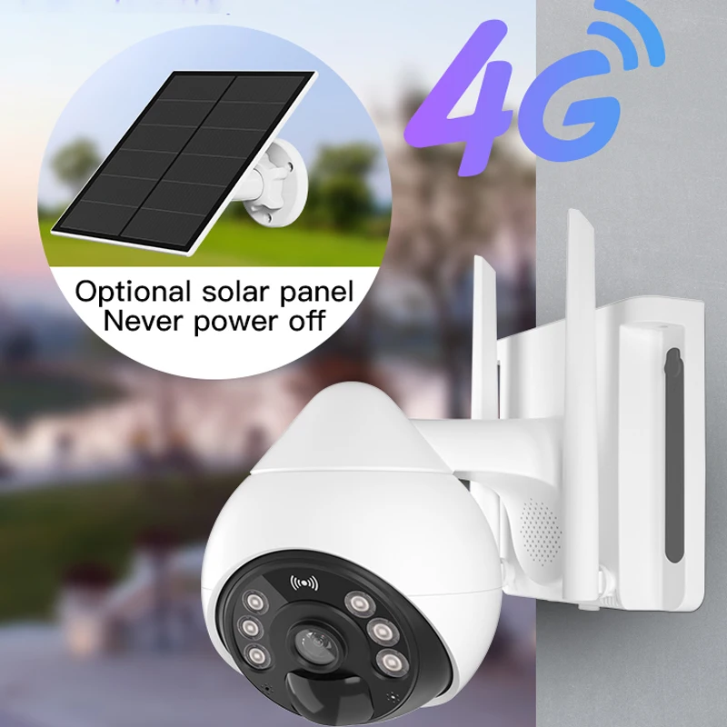 

2MP 4G SIM Card Solar Panel Camera Home Outdoor HD PIR Detection Night Vision MIni CCTV Security Battery Powered IP PTZ Camera