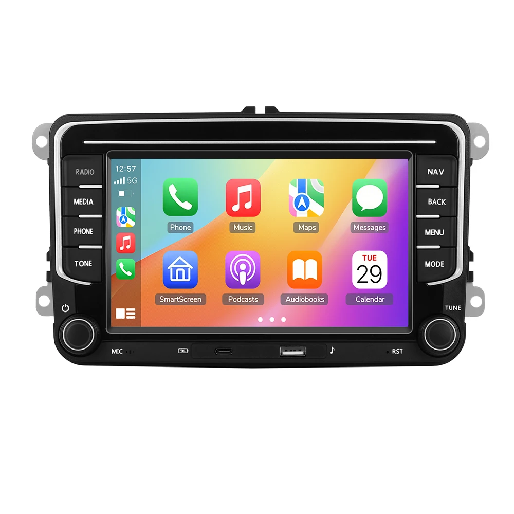 Podofo 7-Zoll Android Auto-Multimedia-Player für VW Volkswagen Seat Skoda POLO BORA GOLF PASSAT 2Din Autoradio GPS BT EQ FM/RDS