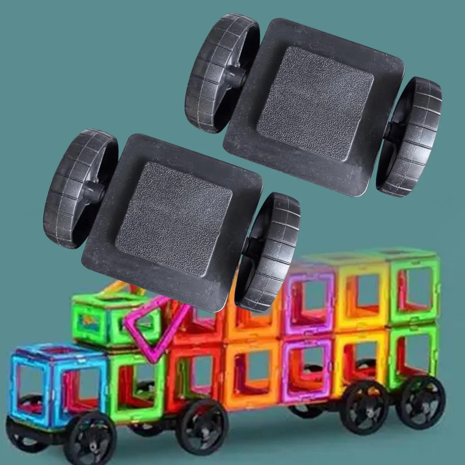 

2Pcs Magnet Toys Wheels Base Magnetic Wheels Construction Toys Magnetic Bricks Car Truck Base Preschool Gift Toys for Boy Girls