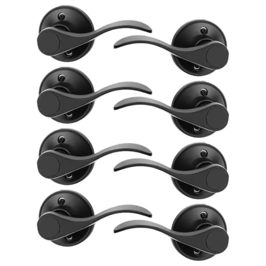 

Dummy Door Lever Door Handle for Left Hand and Right Hand, Wave Style French Door Handle with Finish, Single Side Non-Turning D
