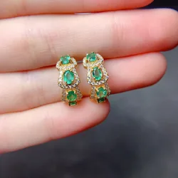 YULEM 100% 925 Sterling Silver Natural Emerald Gemstone Diamond Anniversary Earrings High Jewelry Gift Wholesale