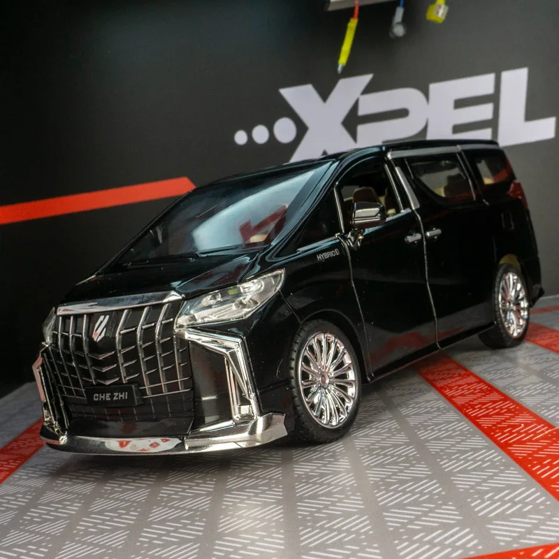 

1:24 Alphard alloy business car model, car ornaments collection, rebound sound and light, children's toy car gift