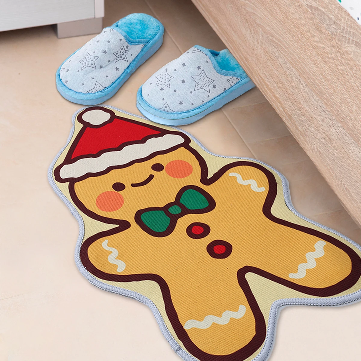 Christmas Irregular Door Mat Santa Claus Snowman Pattern Carpet Rug Christmas Decorations 2024 for Home New Year Decor 2025