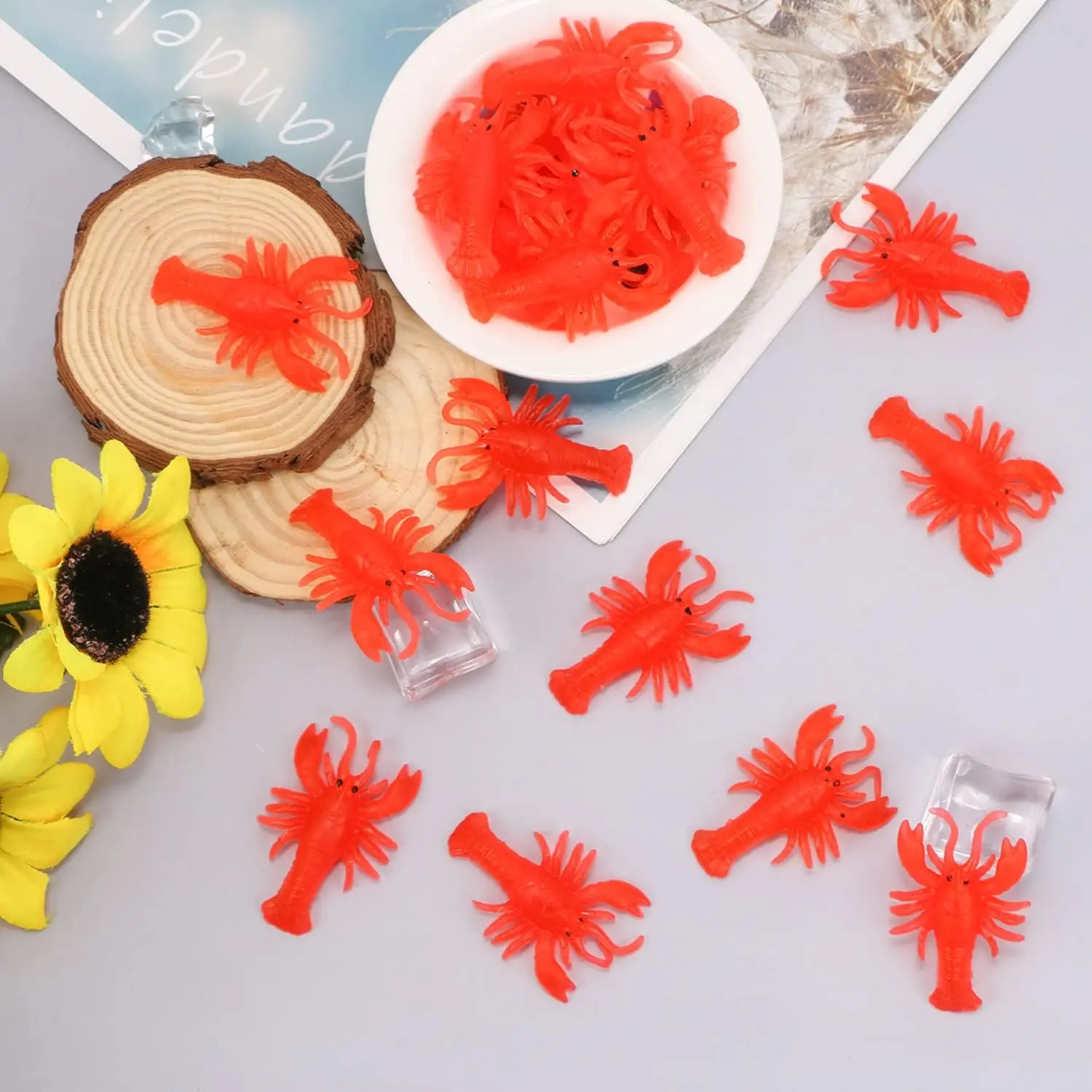 10 قطعة زينة جراد البحر الصغيرة الأحمر لينة TPR المطاط جراد البحر نماذج زينة الحفلات DIY بها بنفسك الجنية حديقة الزجاج الحاويات